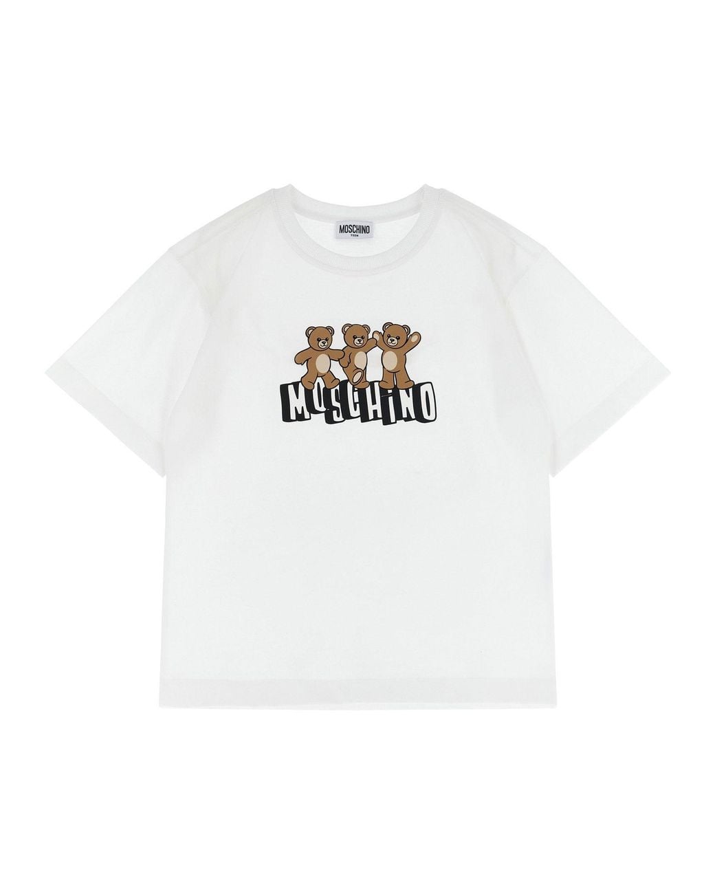 Moschino White Teddy Bear-Print Cotton Jersey T-Shirt