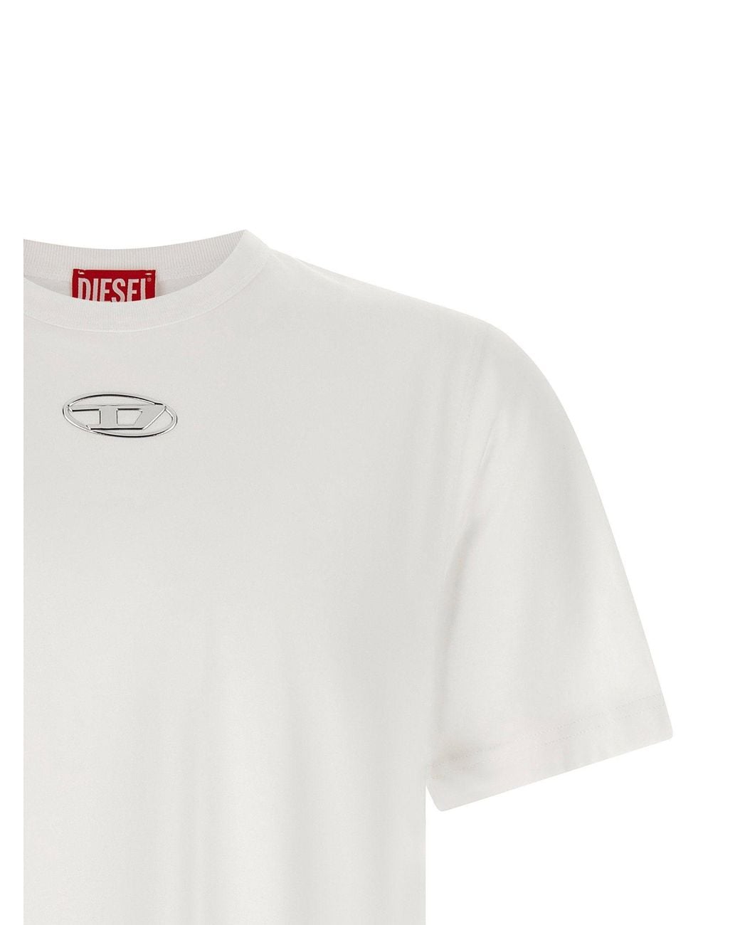 DIESEL White Logo-Embossed Cotton T-Shirt for men