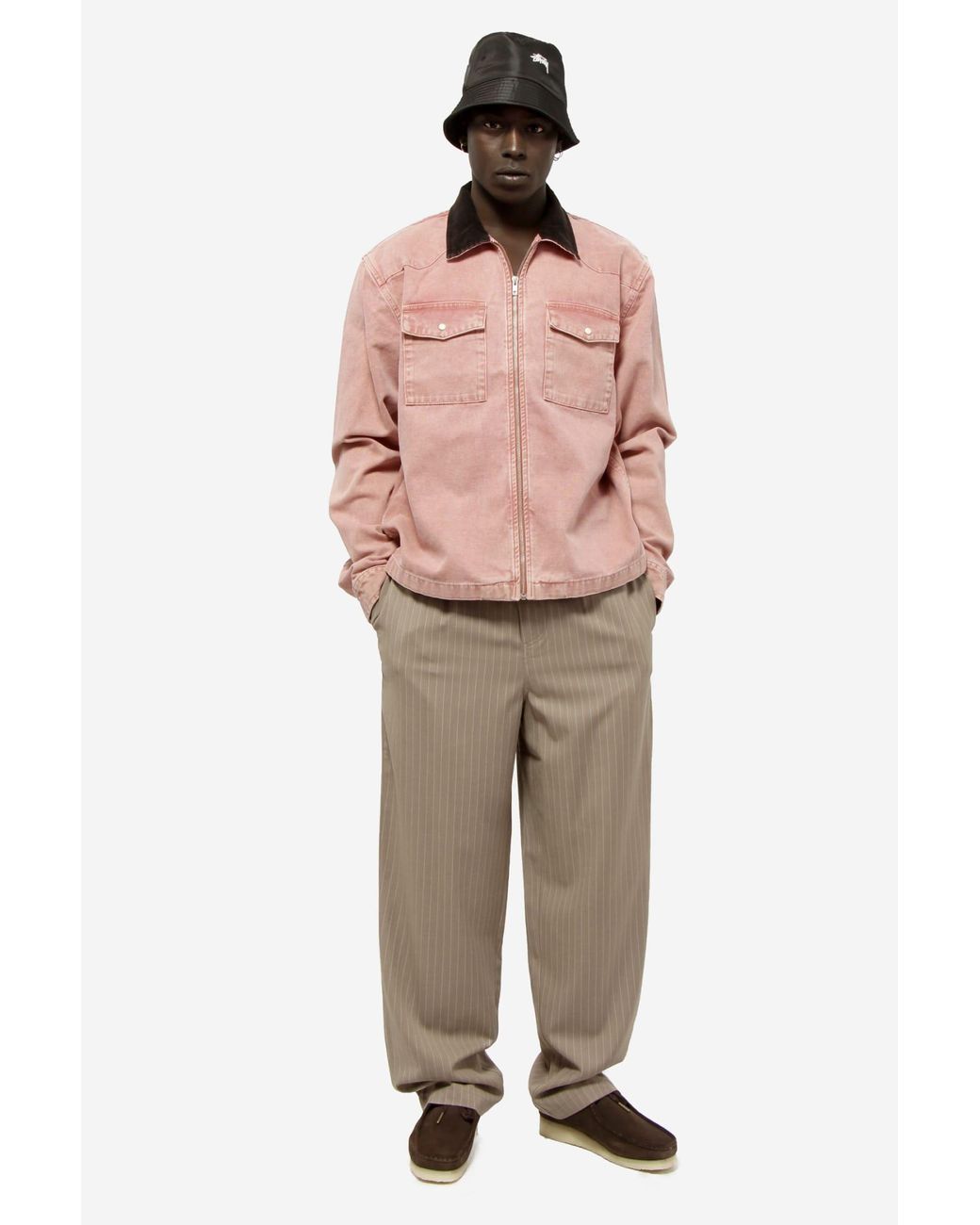 Stussy Washed Canvas Work Shirt in Rose 