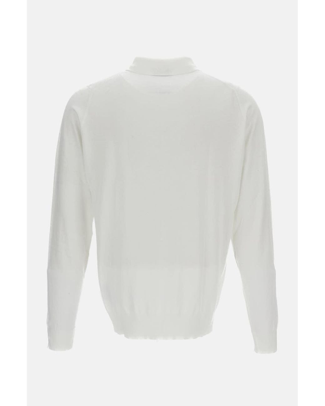 John Smedley White Polo Longsleeve for men