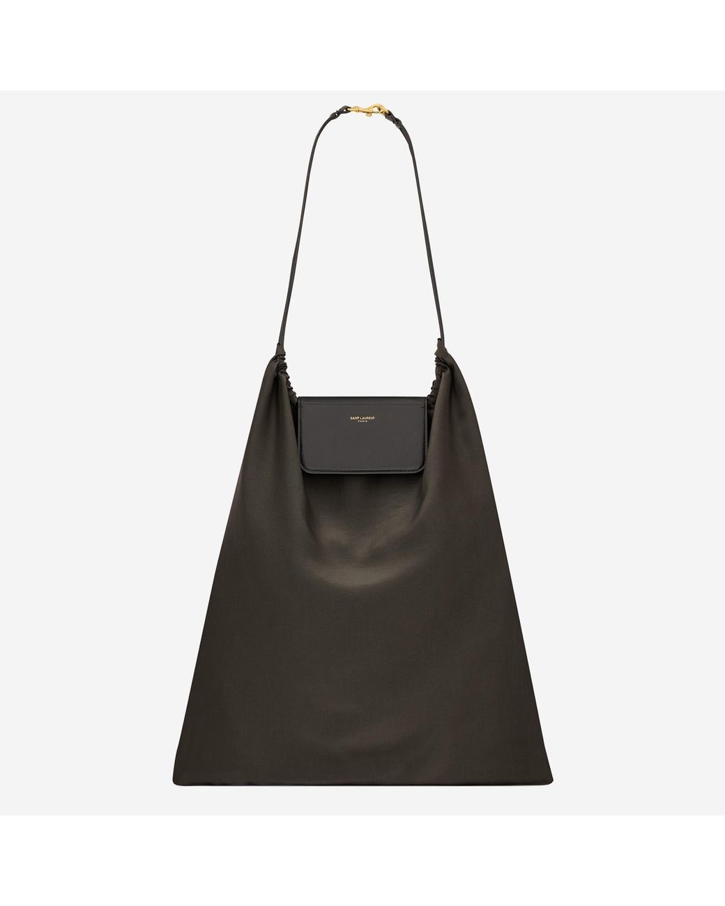 Saint Laurent Brown Clutch Bag Foldable Silk Satin And Leather Shoulder for men