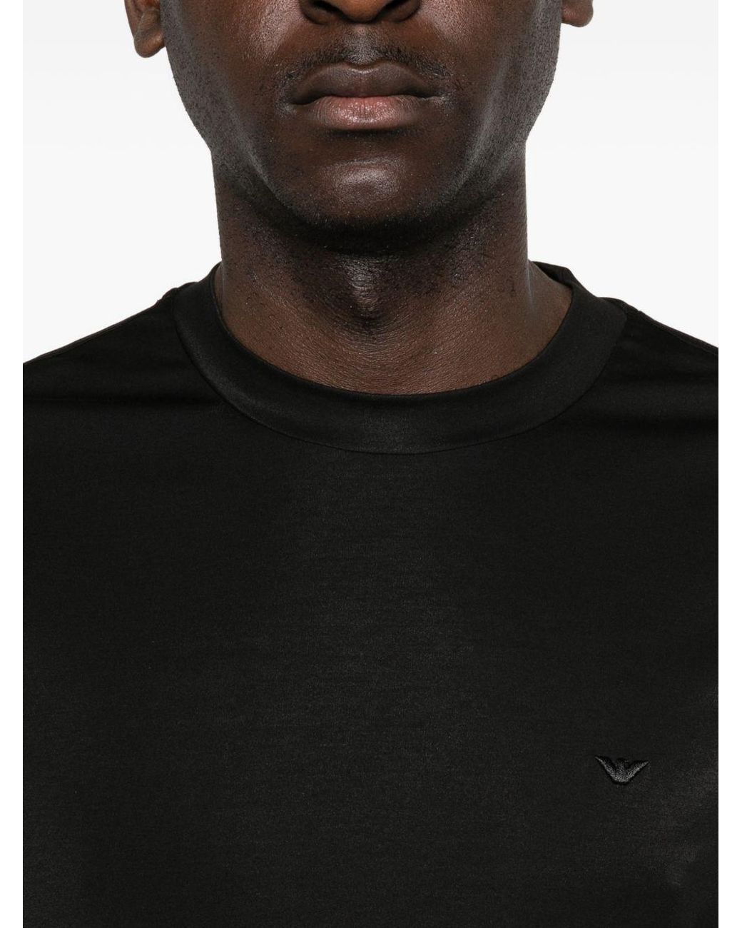 Emporio Armani Black Modal And Silk Blend T-Shirt