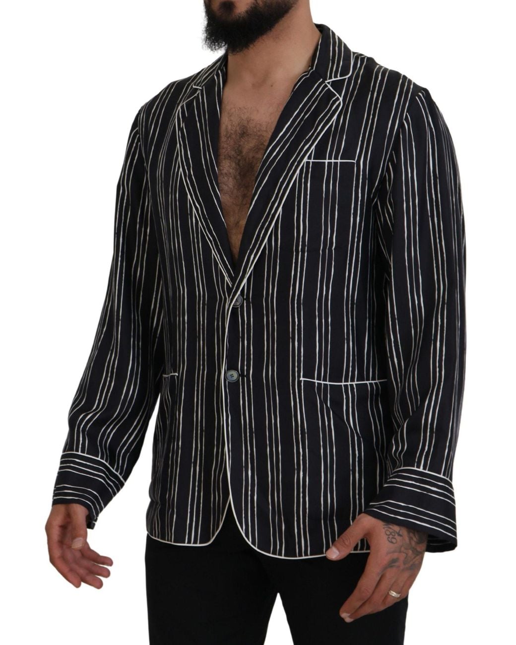 Dolce & Gabbana Black Elegant Silk Pajama Top Lounge Jacket for men