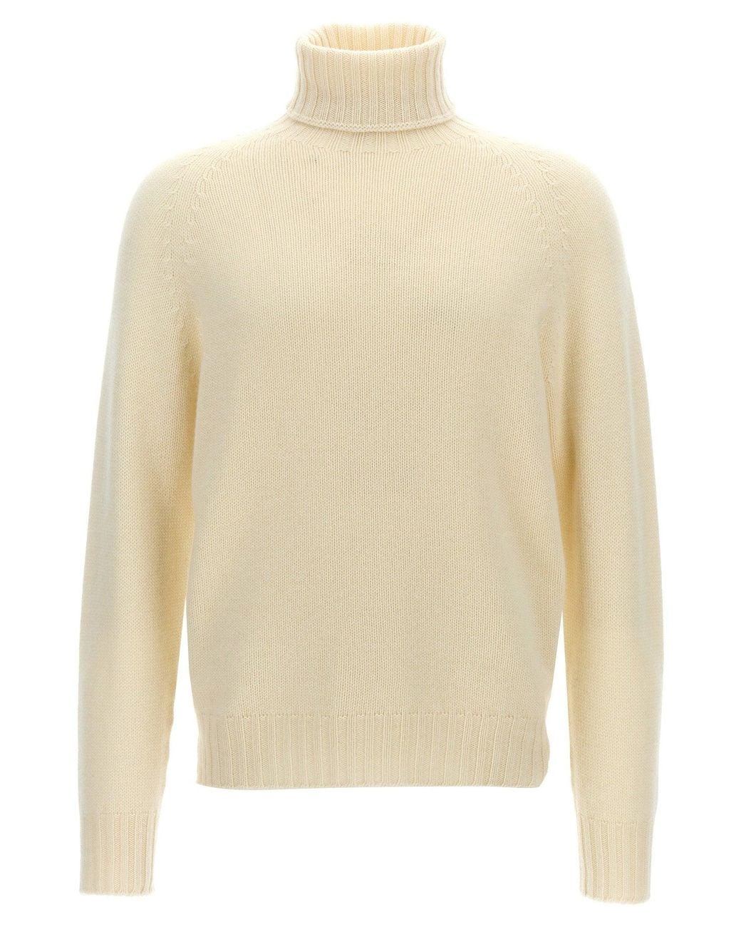 Ma'ry'ya White Ribbed Wool-Blend Turtleneck Sweater