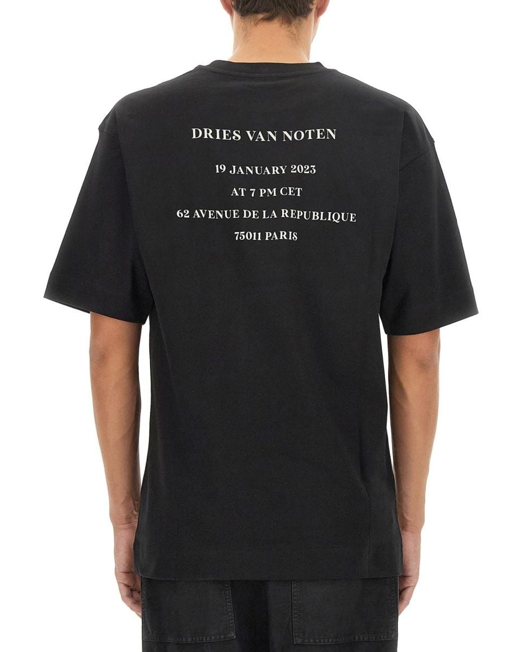 Dries Van Noten Black T-Shirt With Logo Cotton T-Shirts for men