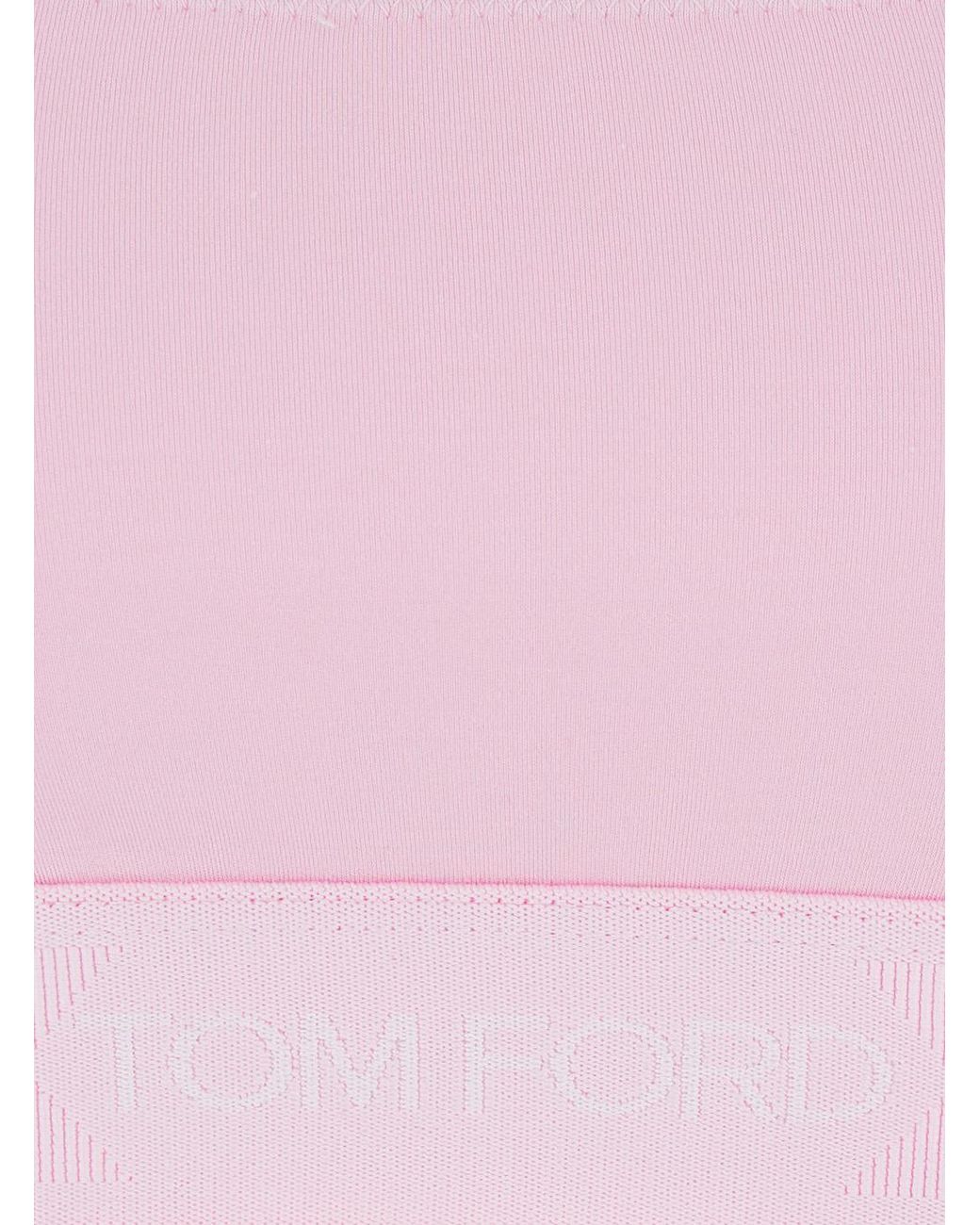 Tom Ford Pink Top Bralette With Wide Neckline And Logo Lettering On The Front