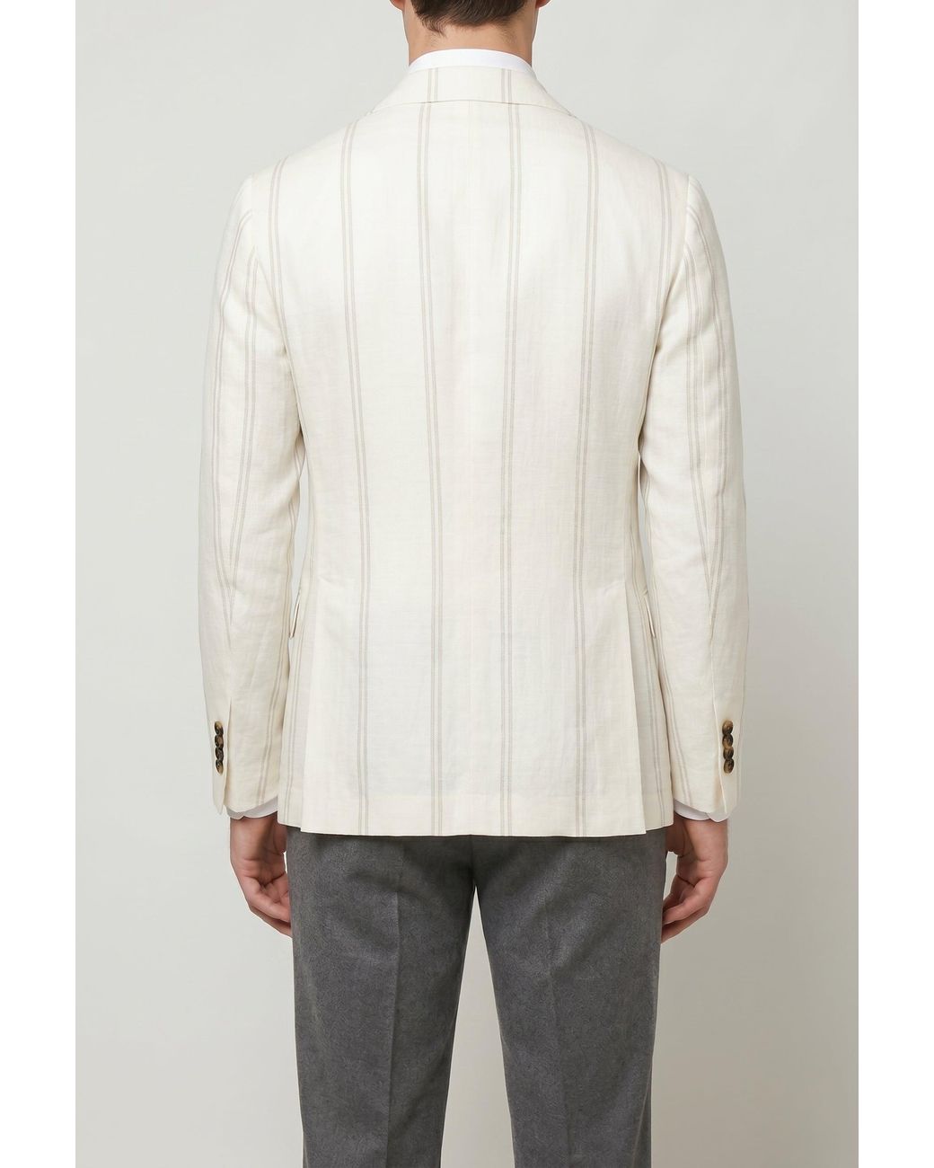 Brunello Cucinelli Natural Ivory Linen Wool Tailored Blazer for men