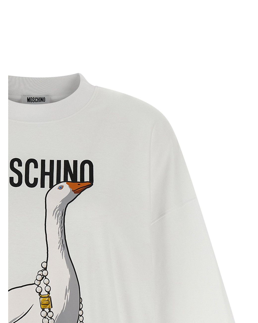Moschino White Goose-Print Cotton Dress