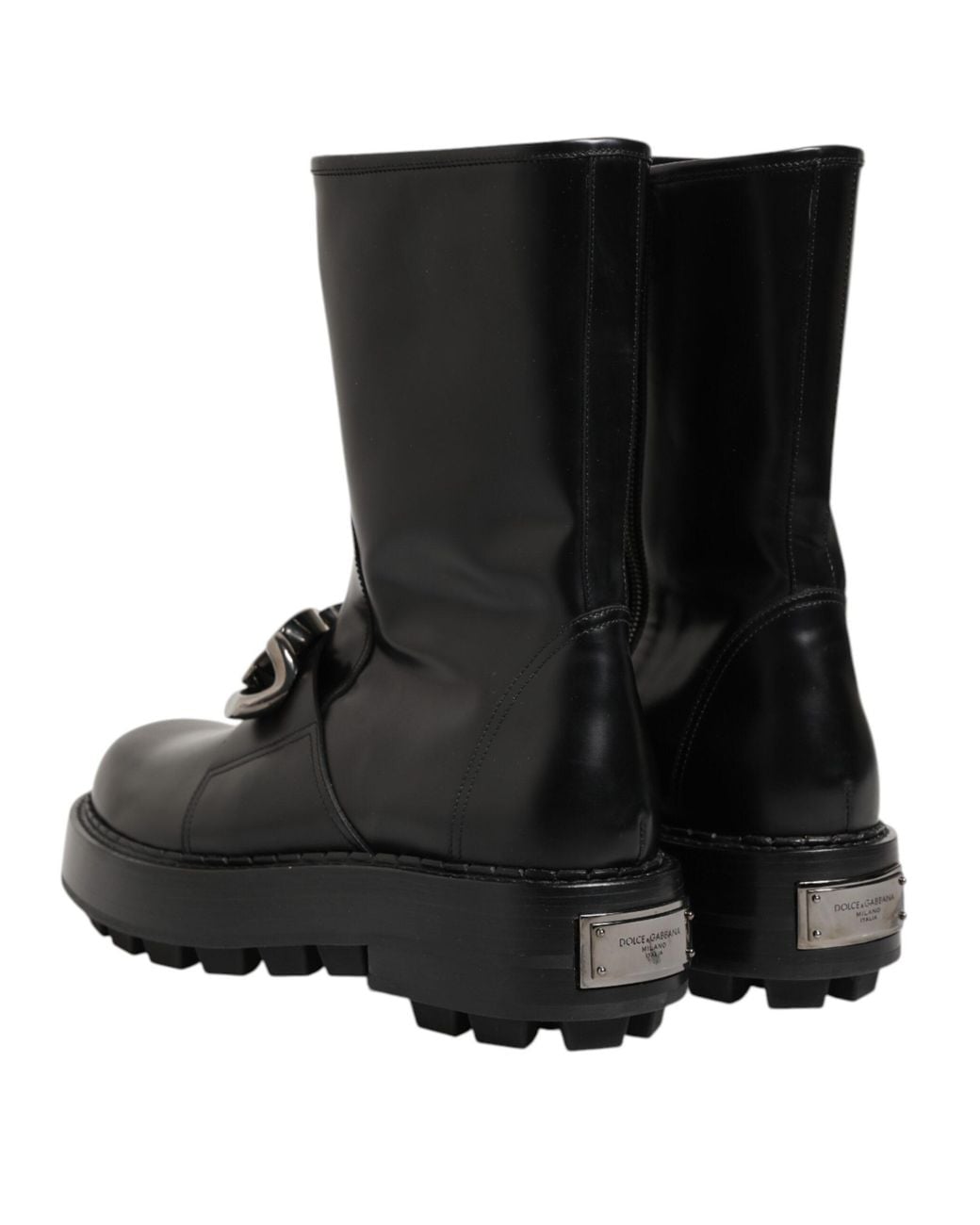 Dolce & Gabbana Black Lug Sole Leather Boots for men