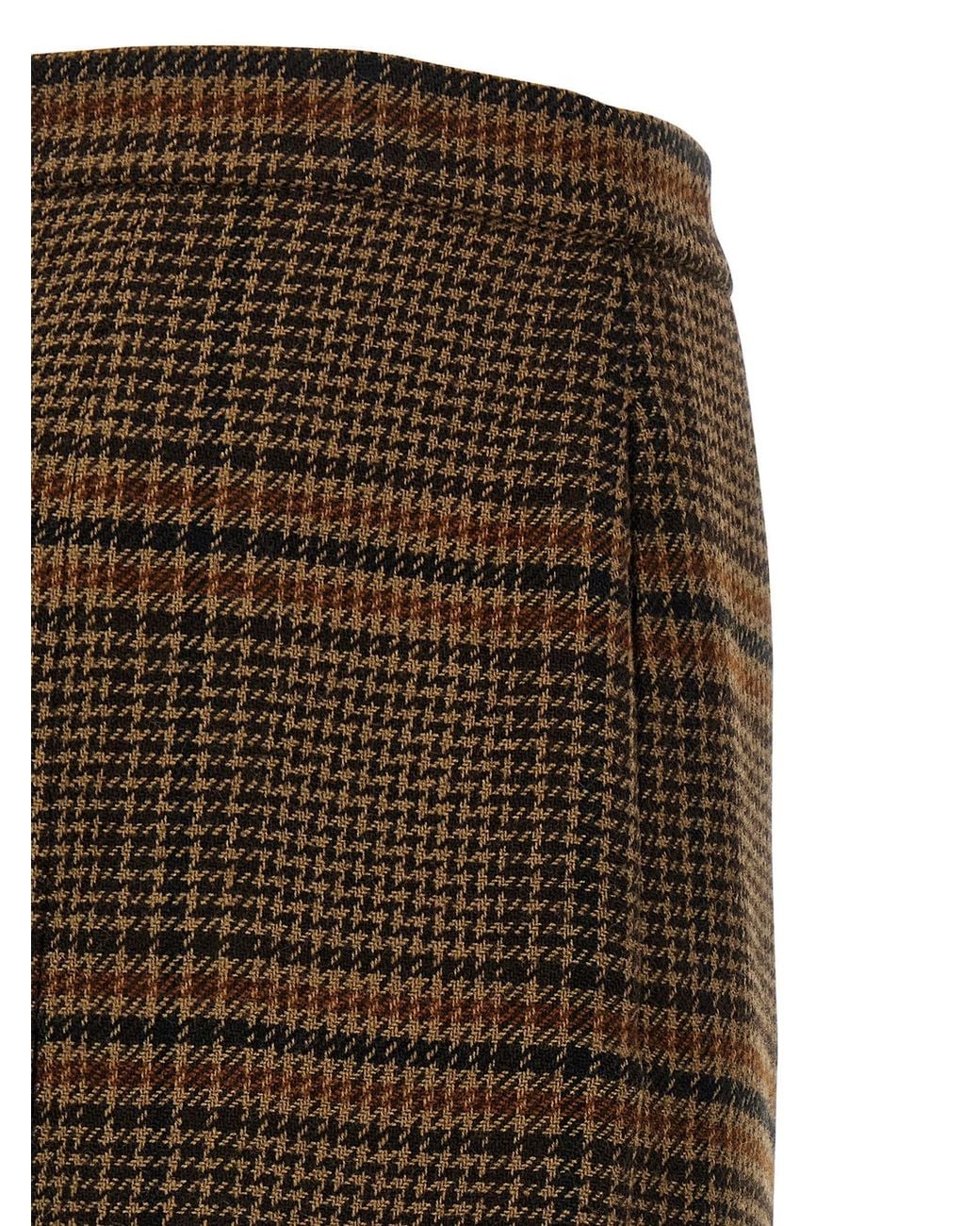 Saint Laurent Brown Prince Of Wales Skirt