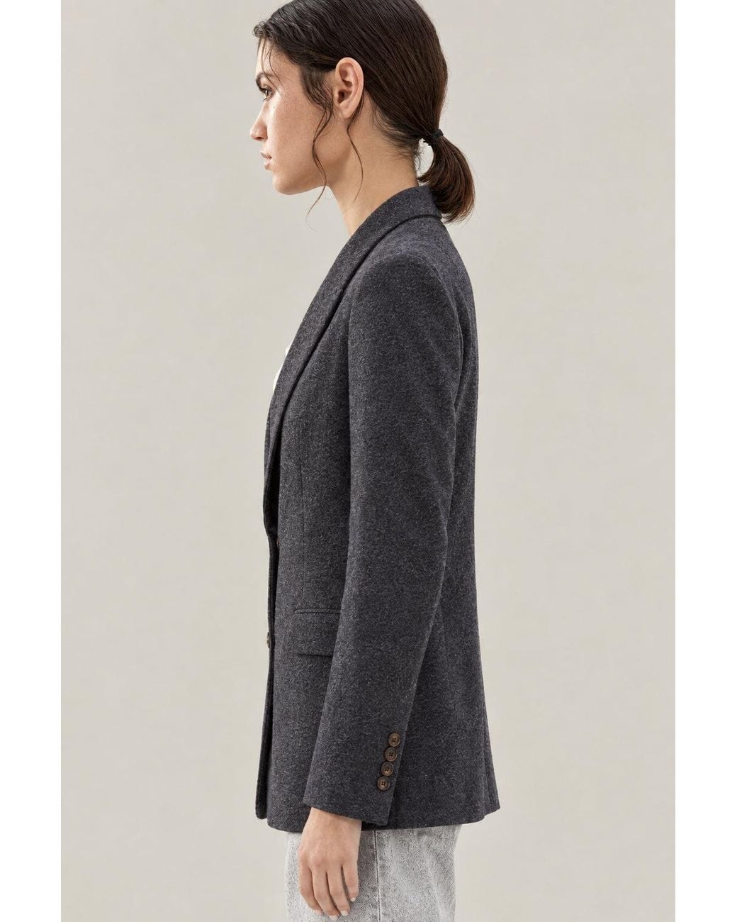 Brunello Cucinelli Gray Anthracite Wool Blazer Clothing