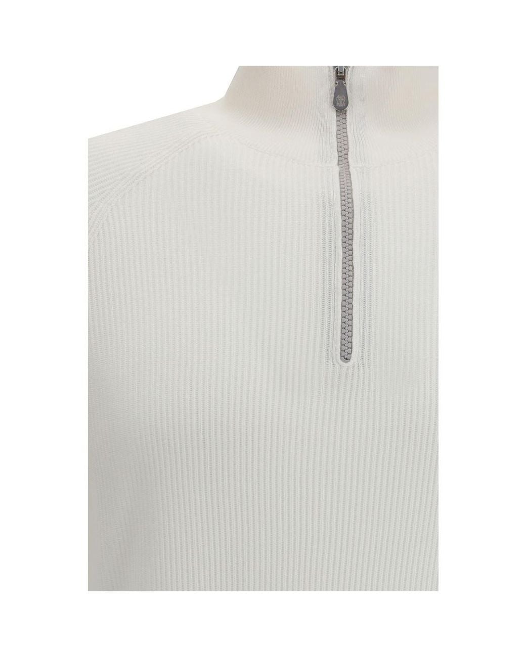 Brunello Cucinelli White Cotton Sweatshirt for men