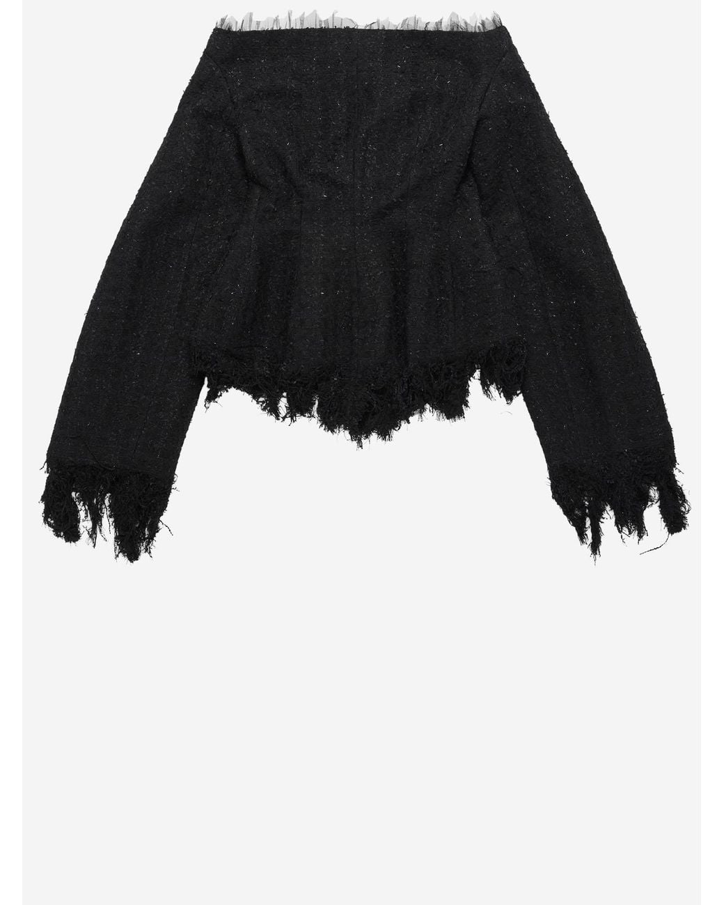 MATIERES FECALES Black Dress Cotton Blend With Fringed Edges Polyamide