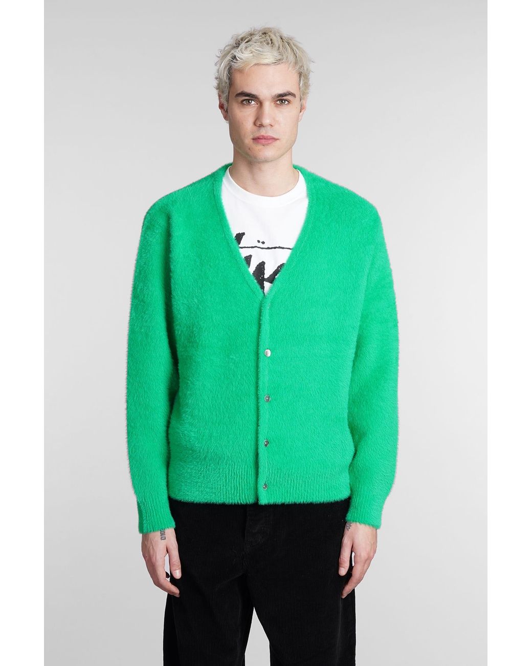 Stussy Cardigan In Green Acrylic for Men | Lyst