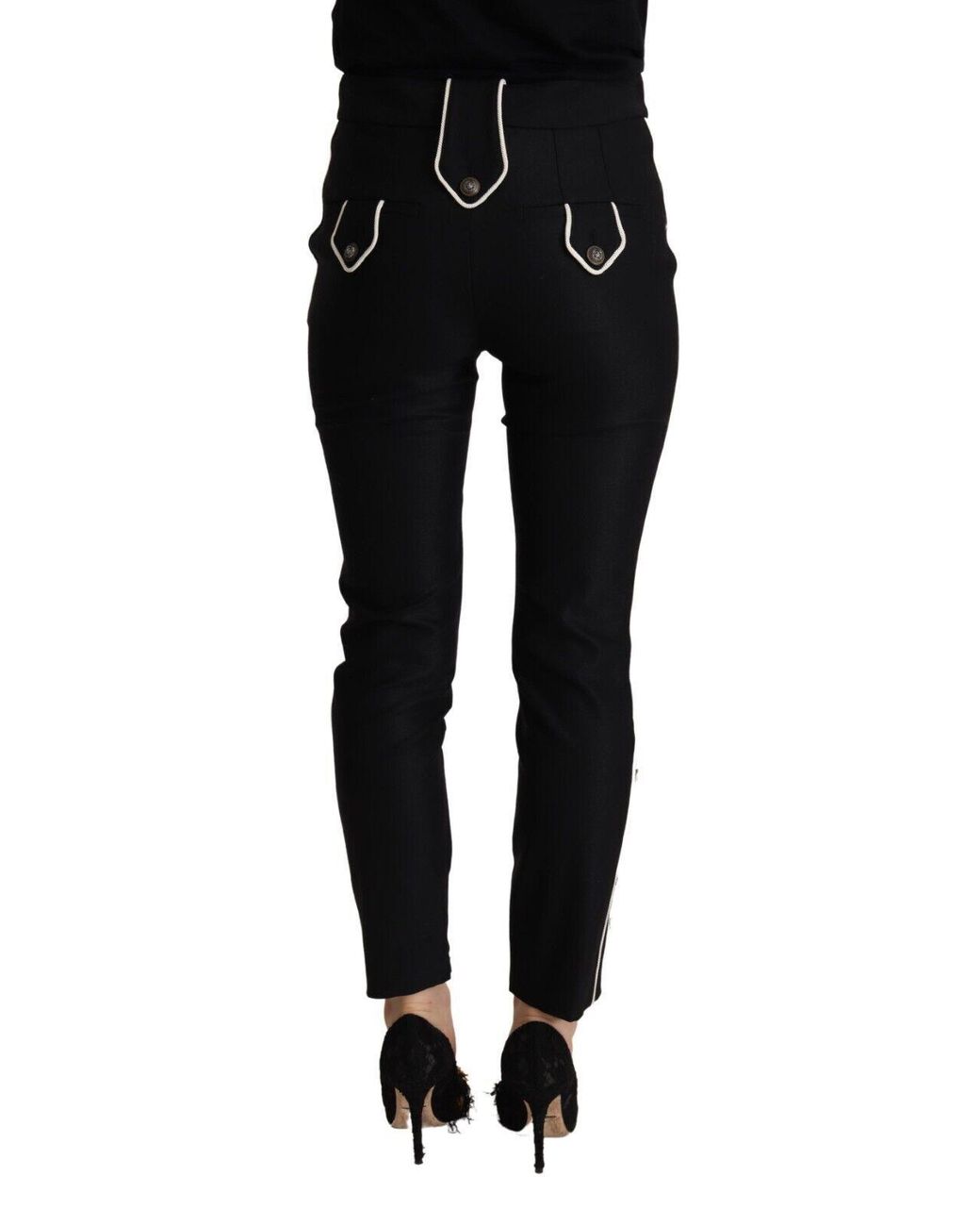 Dolce & Gabbana Black Elegant High Waisted Slim Fit Trouser