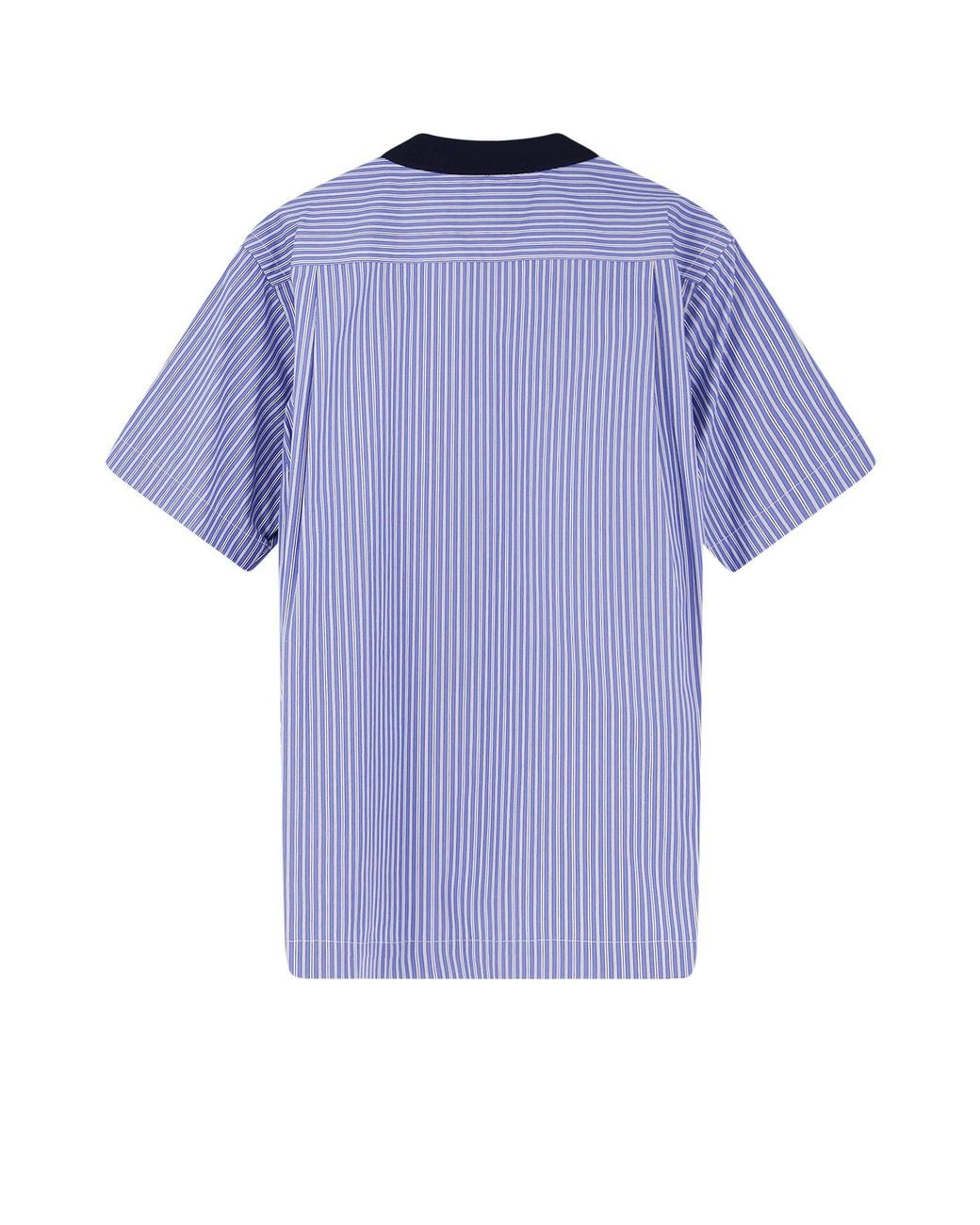 Sacai Blue Striped Fabric Polo Shirt for men