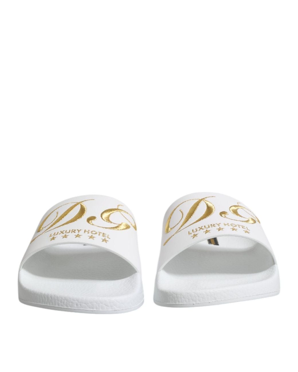 Dolce & Gabbana Metallic Leather Slides Sandals Beachwear Shoes Calfskin for men