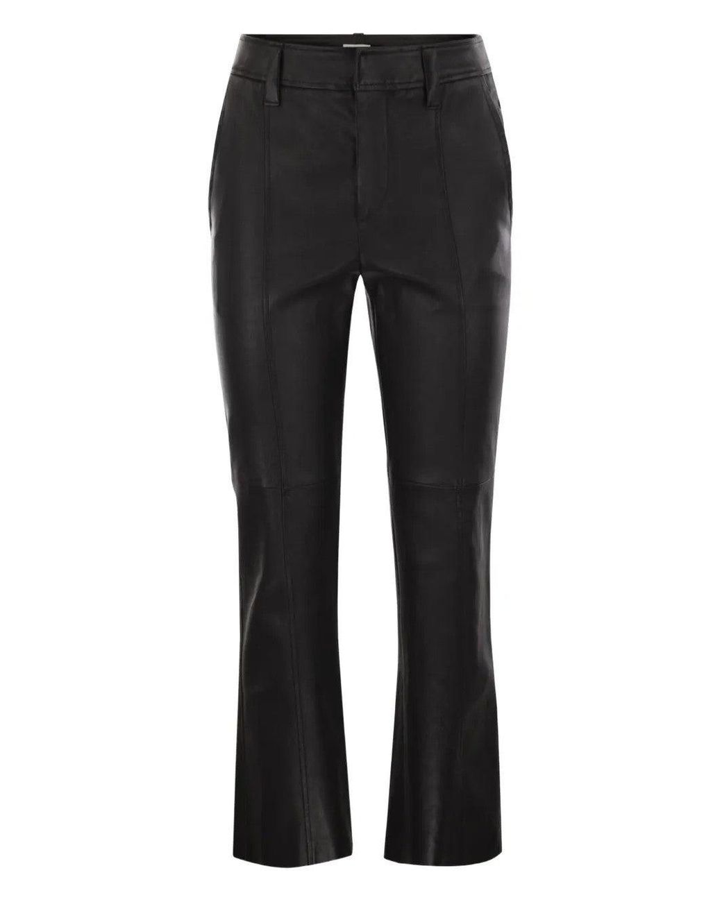 Brunello Cucinelli Black Leather Straight Trousers