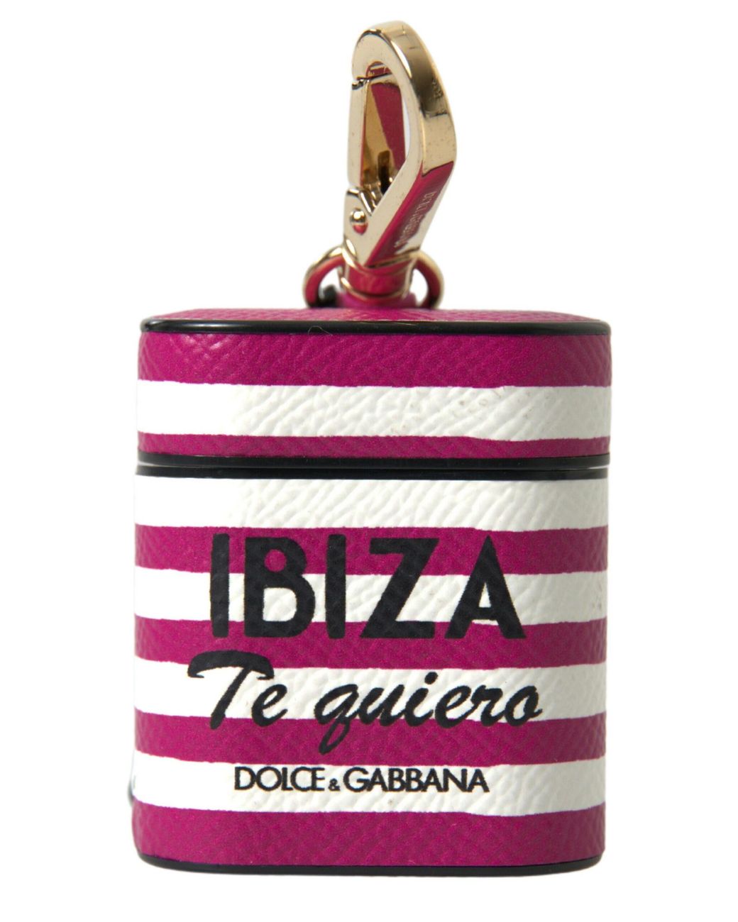 Dolce & Gabbana Pink Fuchsia Dauphine Leather Logo Airpods Case Accessory