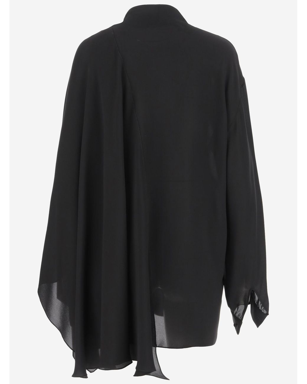 Balenciaga Black Silk Georgette Blouse With Lavalliere Collar Knitwear