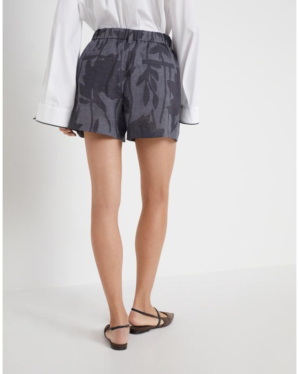 Brunello Cucinelli Blue Dark Linen Shorts