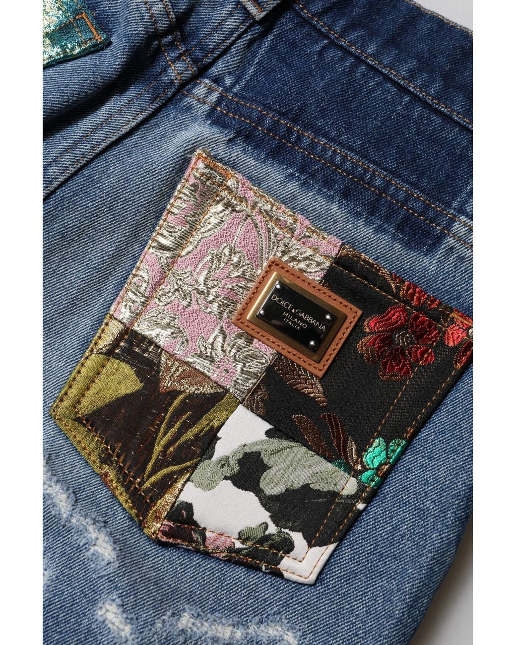 Dolce & Gabbana Blue Tattered High Waist Denim Jeans