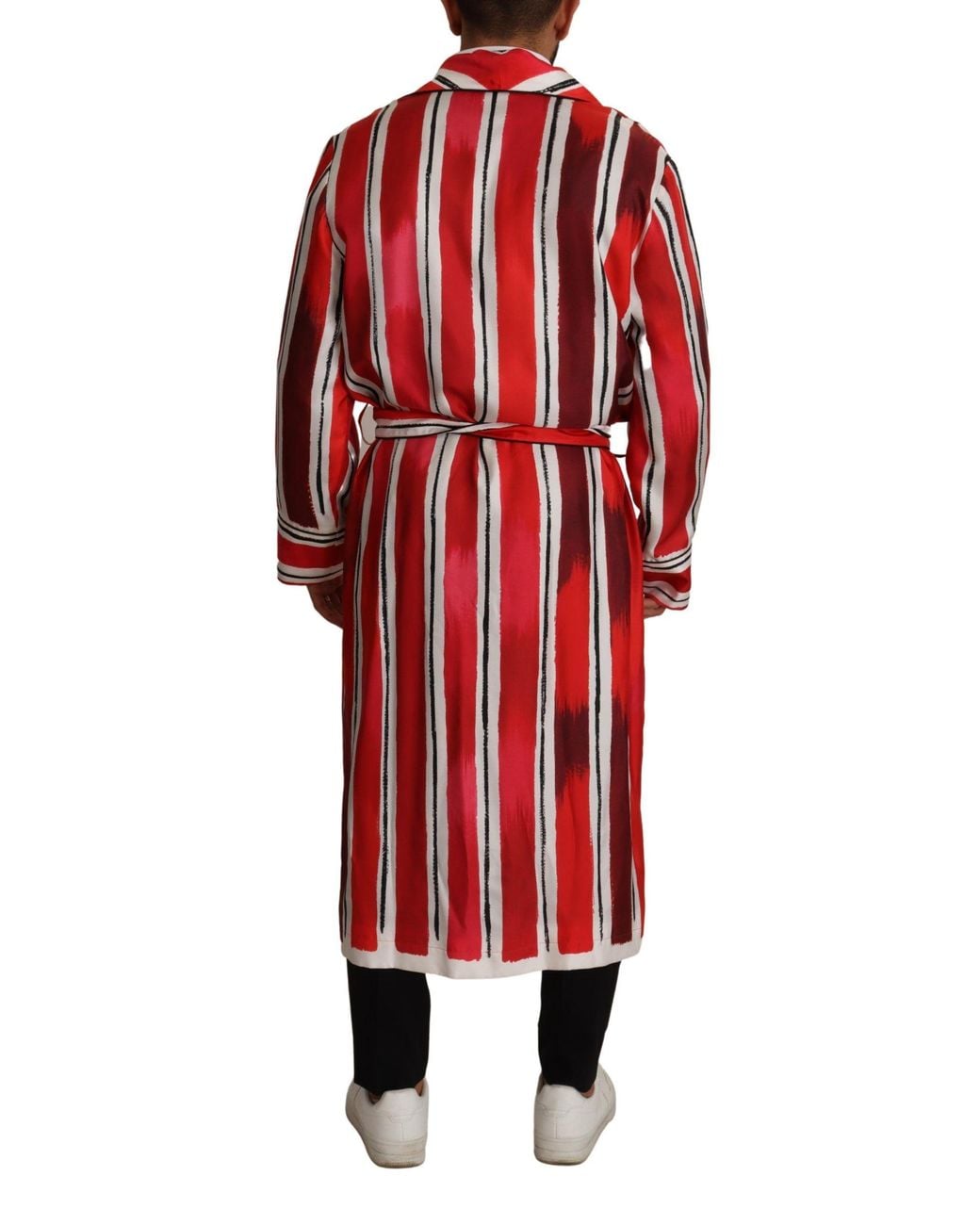 Dolce & Gabbana Red Striped Silk Night Gown Robe Clothing for men