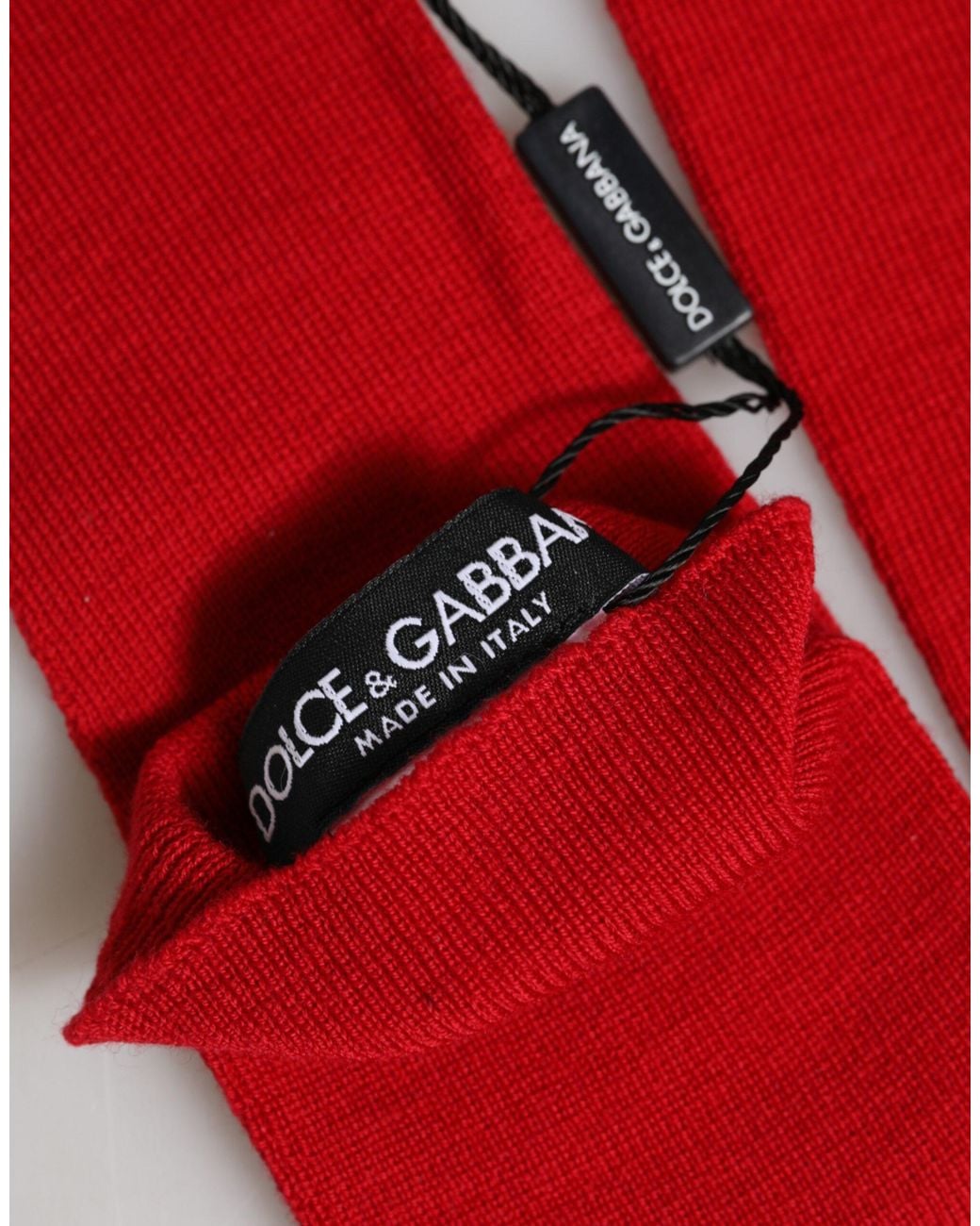 Dolce & Gabbana Red Wool Knitted Fingerless Elbow One Length Gloves