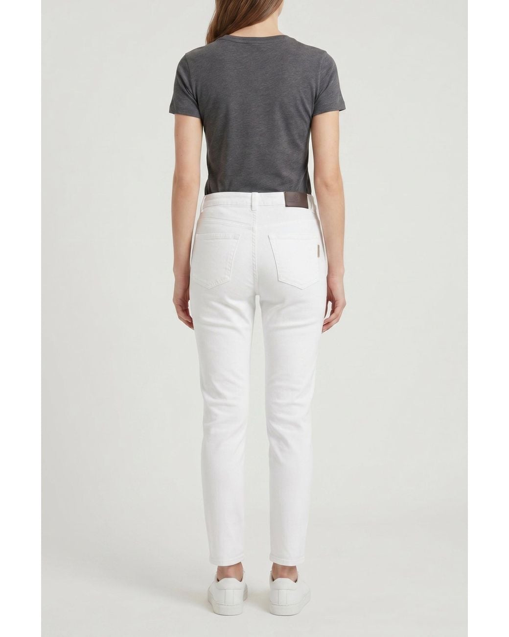 Brunello Cucinelli White Straight Leg Trousers
