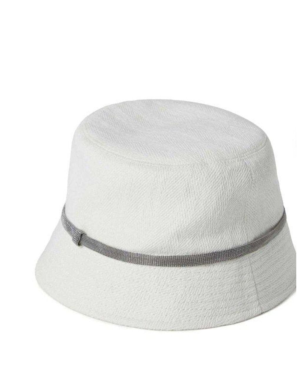 Brunello Cucinelli White Off Cotton Linen Hat