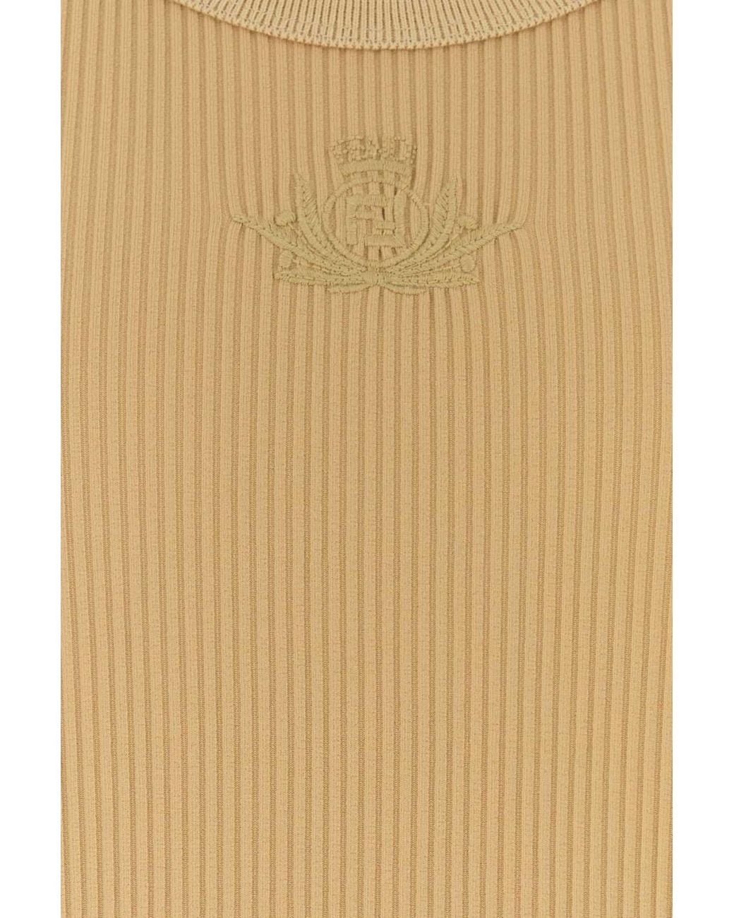 Fendi Natural Camel Stretch Nylon Tank Top