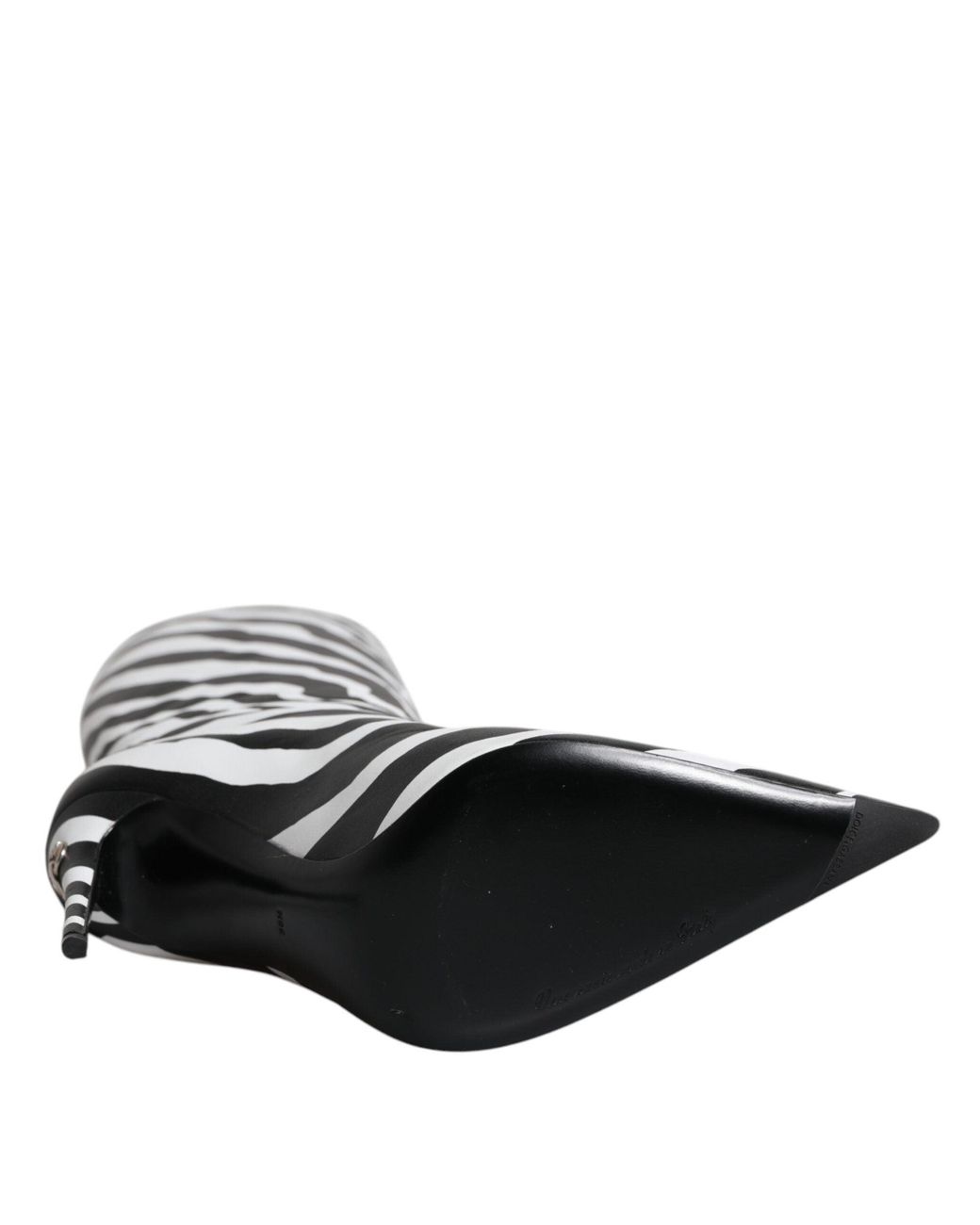 Dolce & Gabbana Black Dolce & Gabbana Zebra-Print Lamb Leather Boot