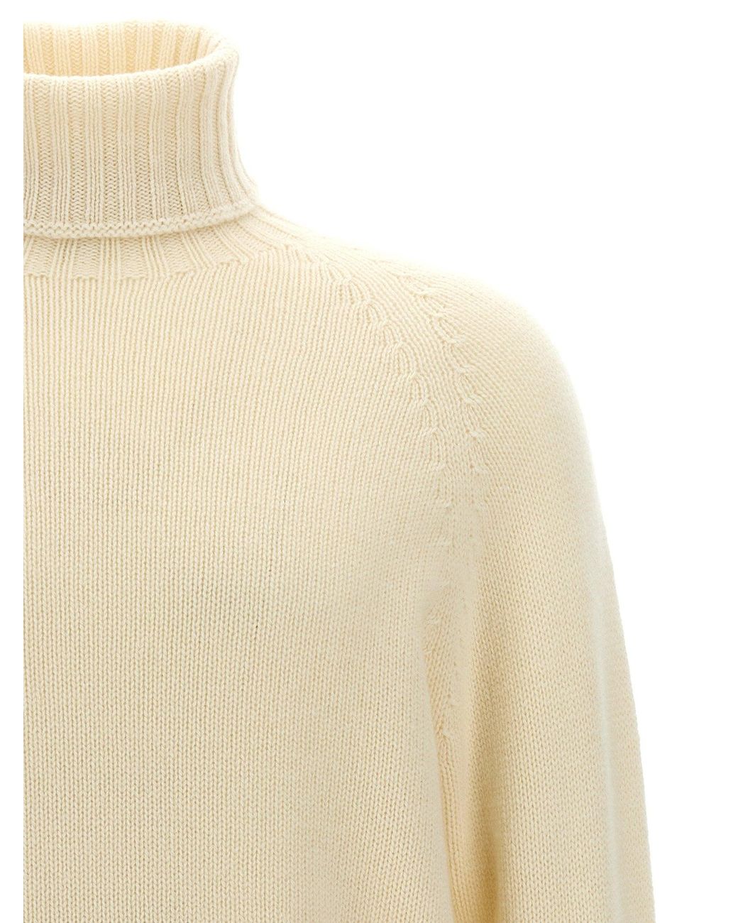 Ma'ry'ya White Ribbed Wool-Blend Turtleneck Sweater