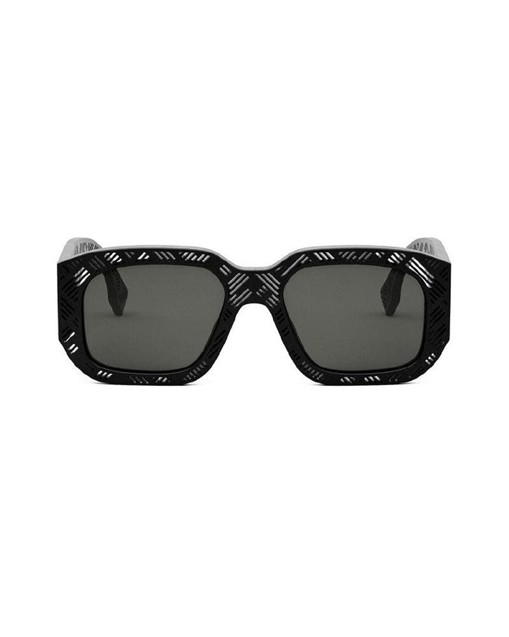 Fendi Black Sunglasses Square Full Rim, Matte Frame And Smoke Lens Fe40113I02A for men
