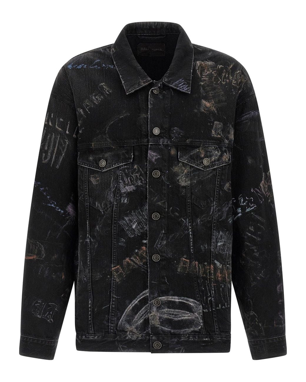 Balenciaga Black Washed Crayon Cotton Denim Jacket