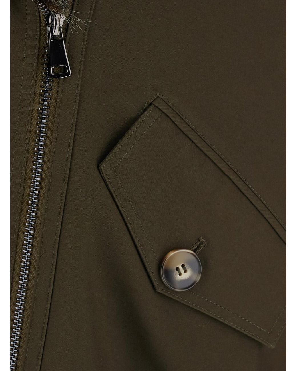 VALENTINI 1972 Green Jacket With Fur Collar, Cotton Coat