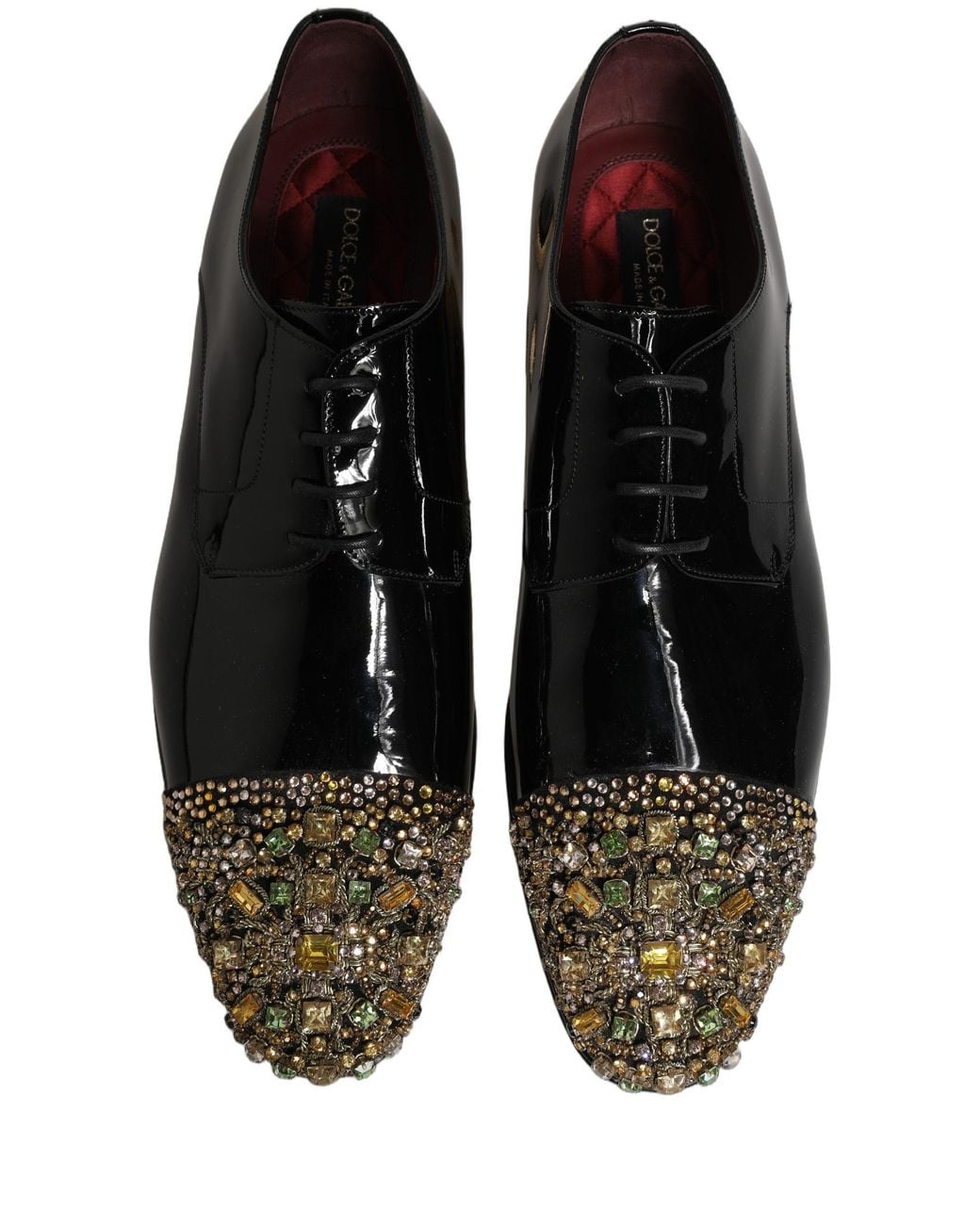 Dolce & Gabbana Black Embellished Derby Dress Formal Shoes Leather for men
