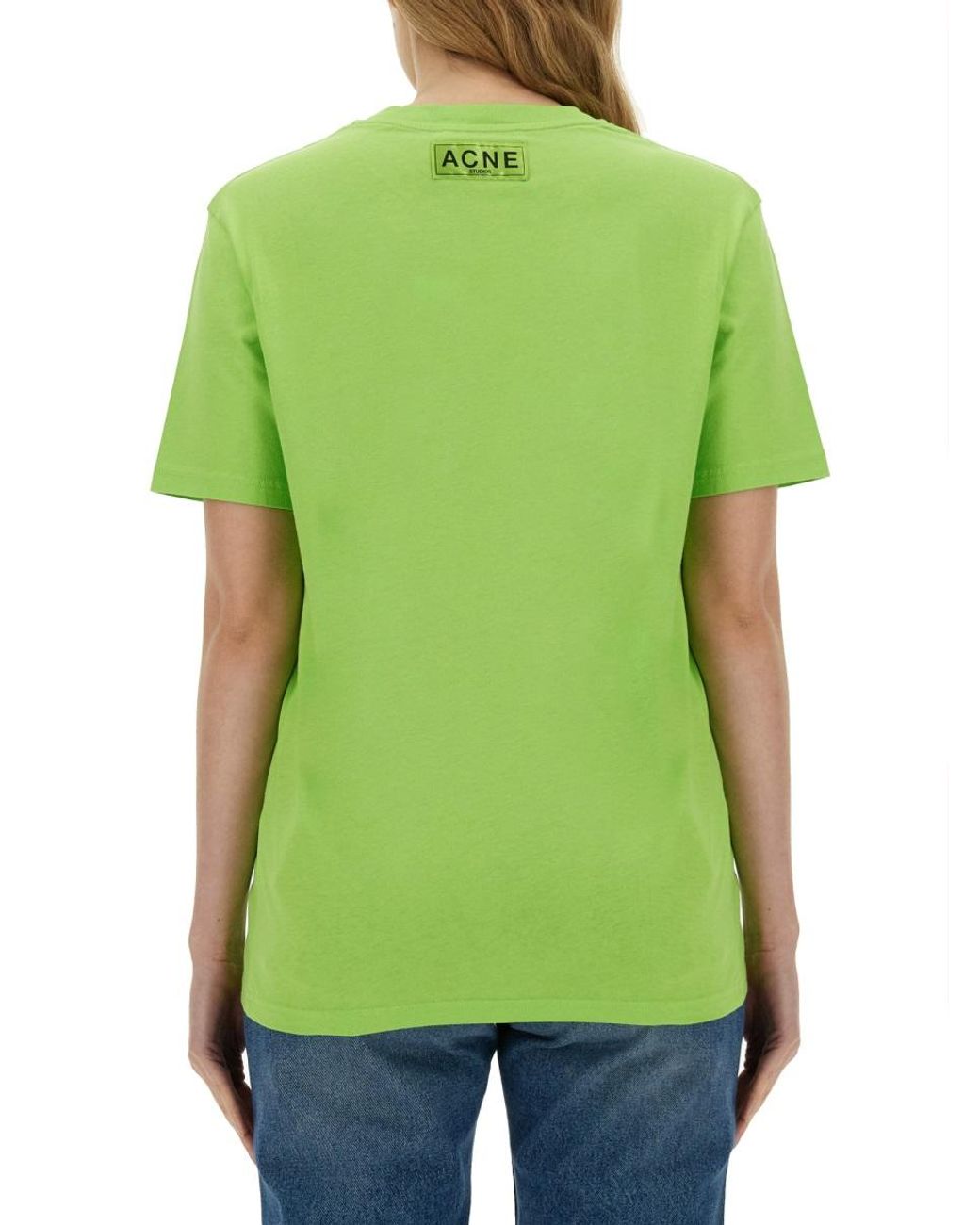 Acne Green Acne Studios Printed Cotton-Lyocell T-Shirt