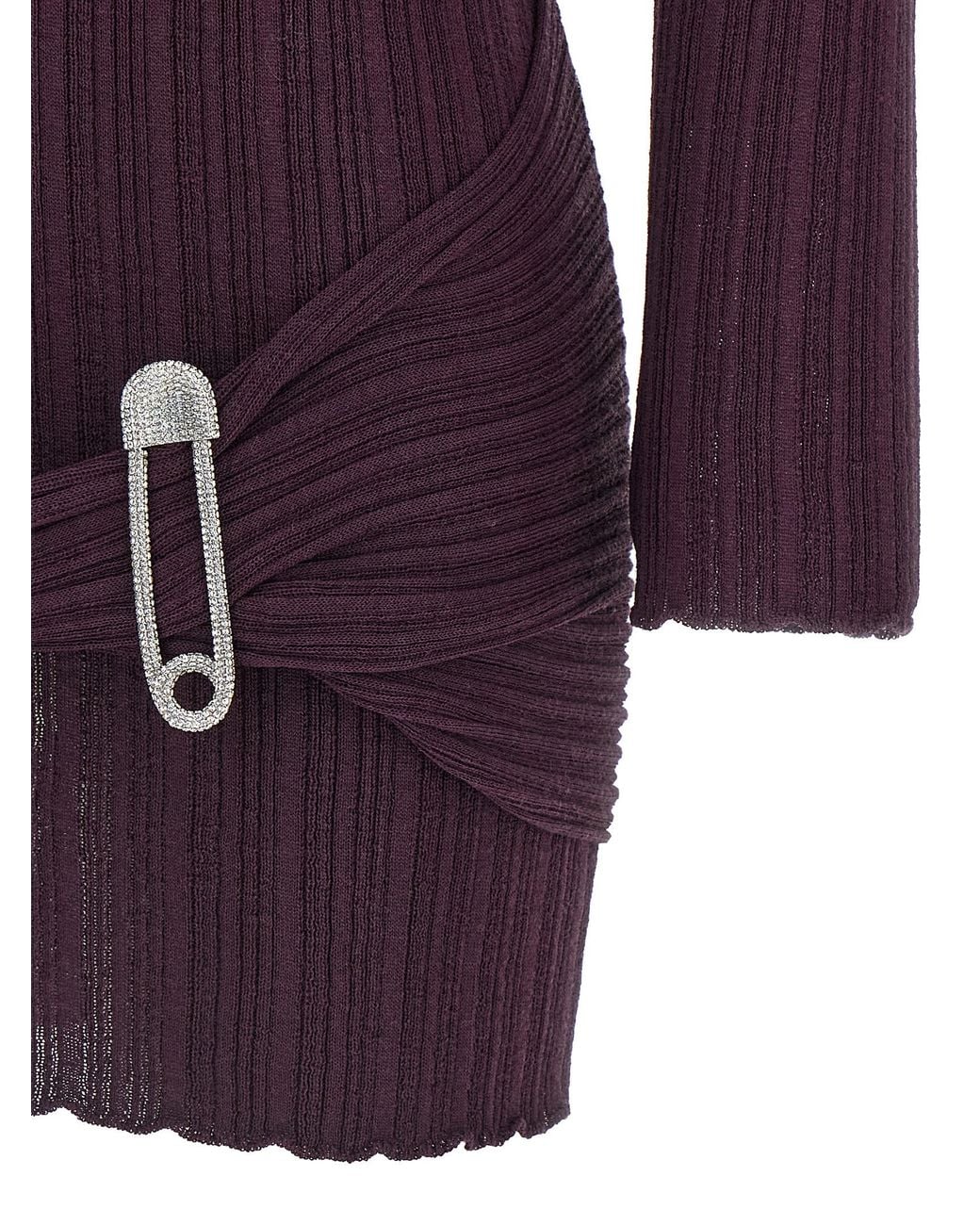 GIUSEPPE DI MORABITO Purple Jewel Brooch Dress Wool Acrylic Polyamide