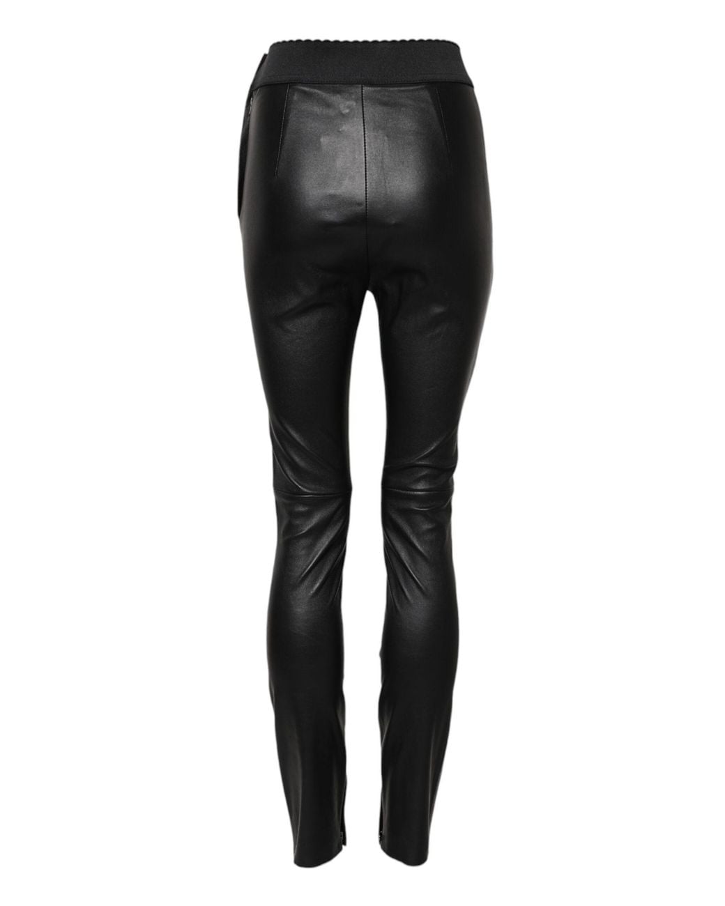 Dolce & Gabbana Black Leather Elastic Waist Pants