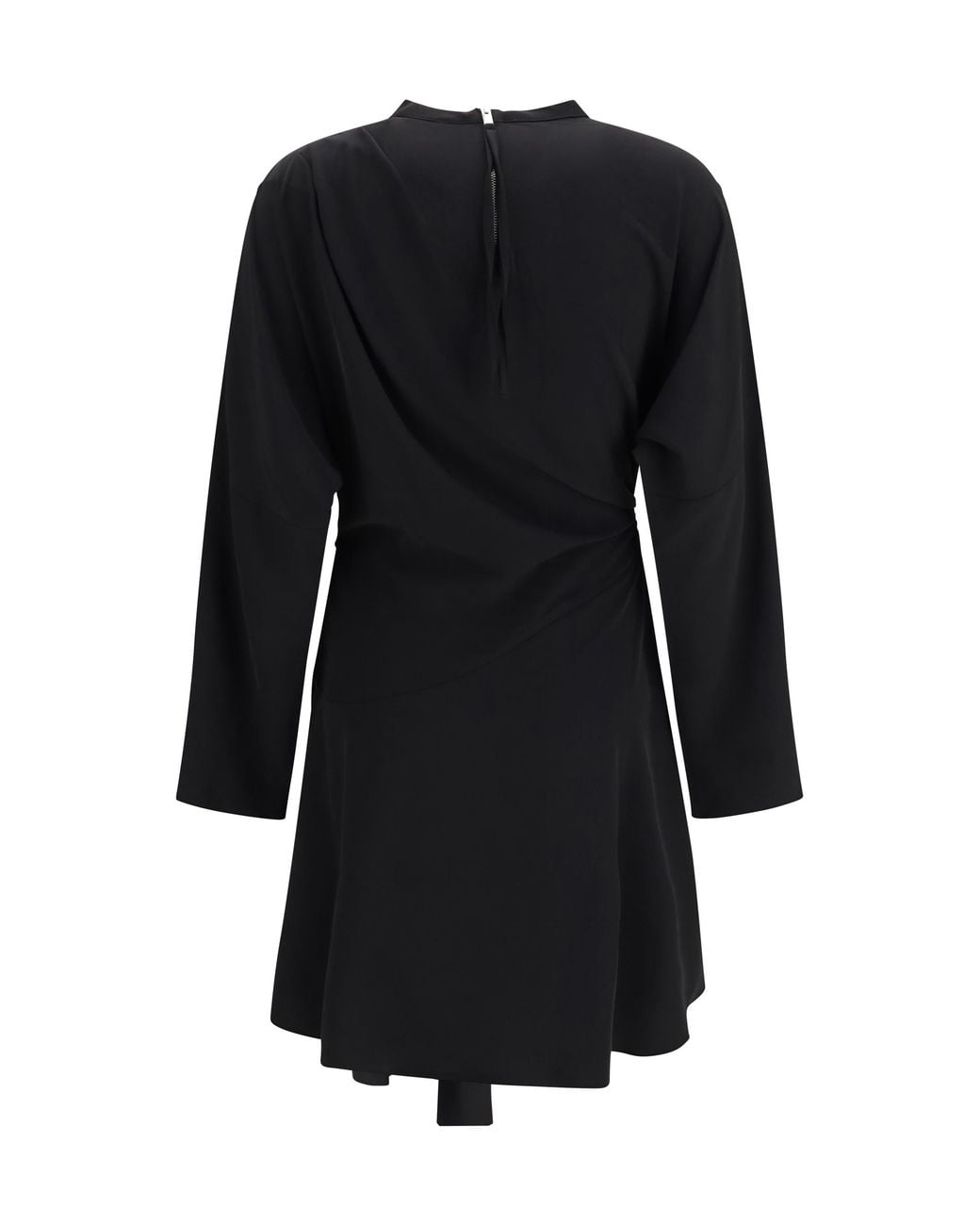 Ganni Black Draped-Knot Crepe Mini Dress Recycled Polyester; Elastane