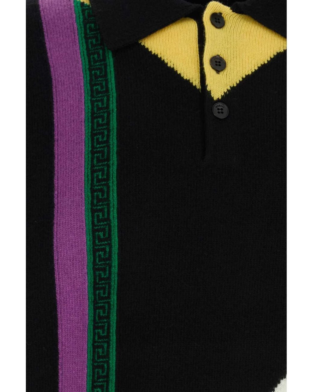 Versace Black Regular Polo Sweater for men