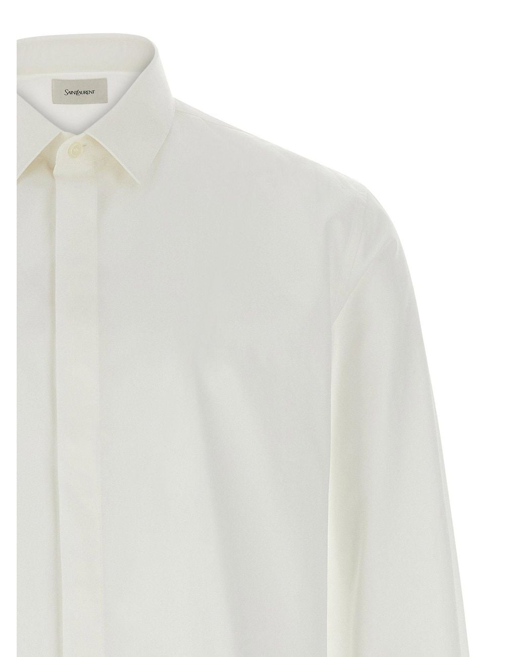 Saint Laurent White Cotton Poplin Shirt — Cream