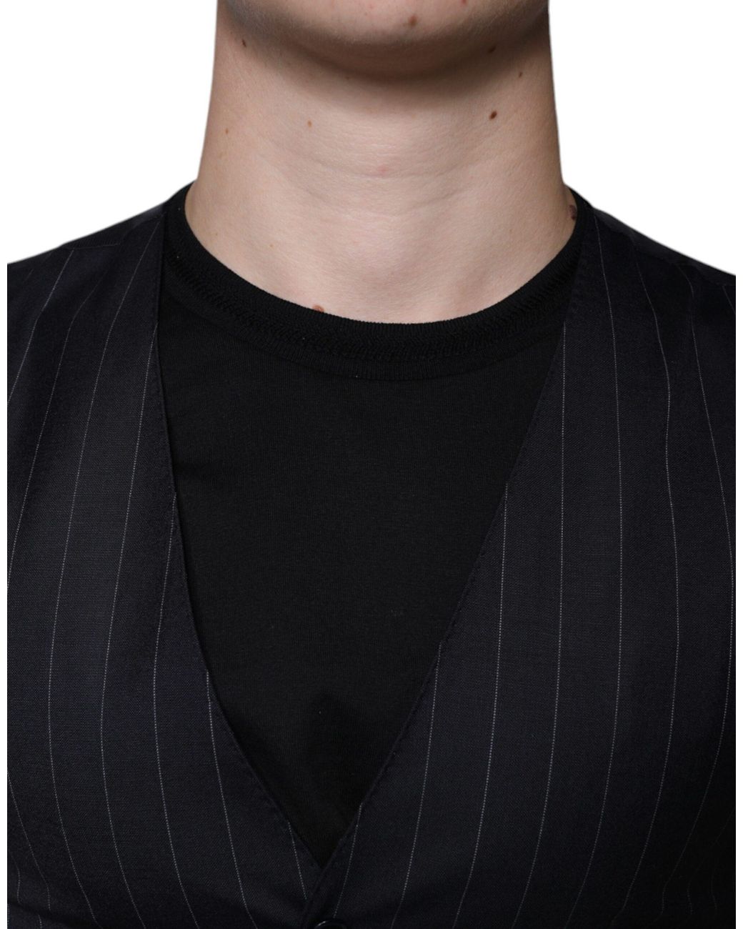 Dolce & Gabbana Black Leather Waistcoat Dress Formal Vest for men