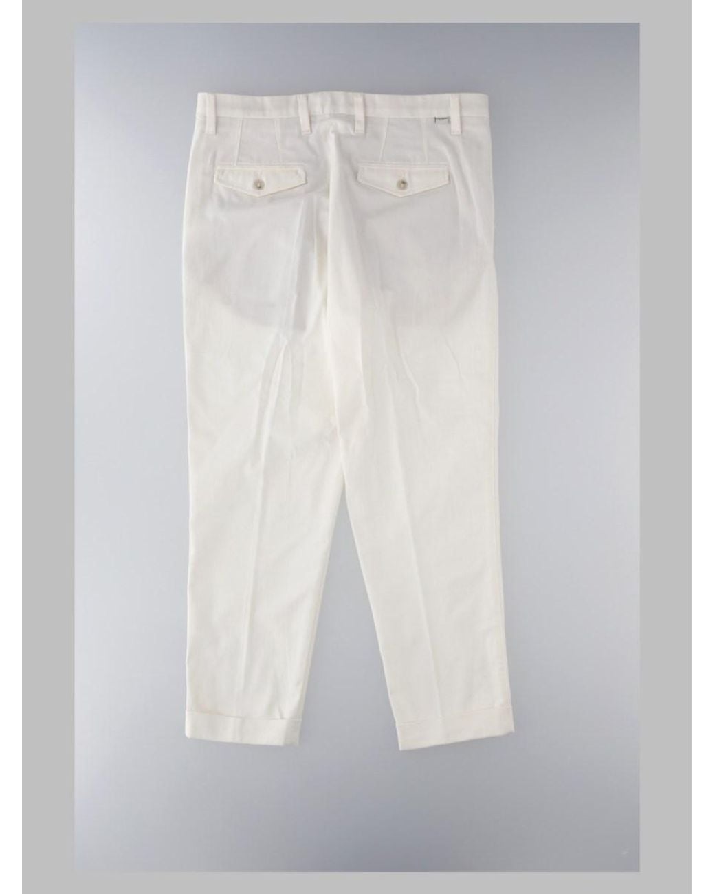 Paolo Pecora White Duomo Chino Trousers Cotton Elastane for men