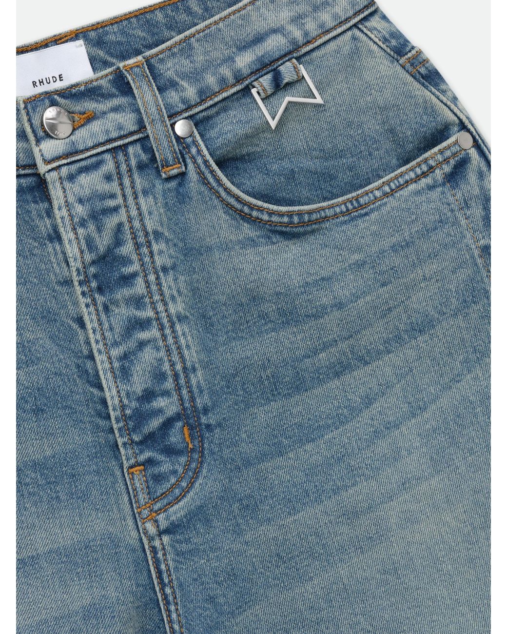 Rhude Blue Cotton Jeans for men