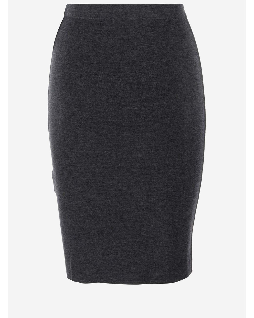 Saint Laurent Blue Pencil Skirt Cashmere, Wool & Silk