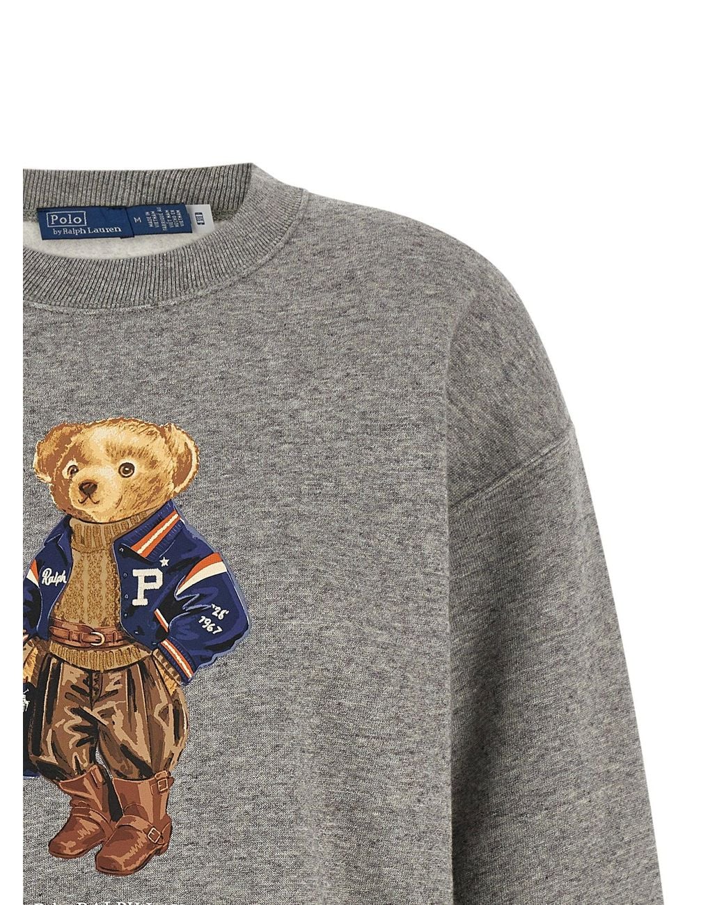Polo Ralph Lauren Gray Polo Bear Logo Print Sweatshirt