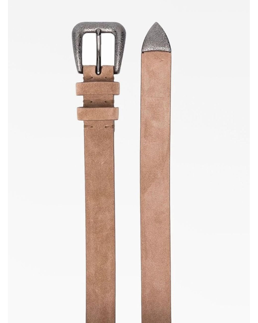 Brunello Cucinelli Natural Tea Suede Leather Belt