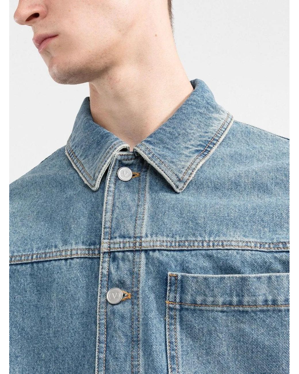 Valentino Blue Vlogo Signature Denim Shirt for men